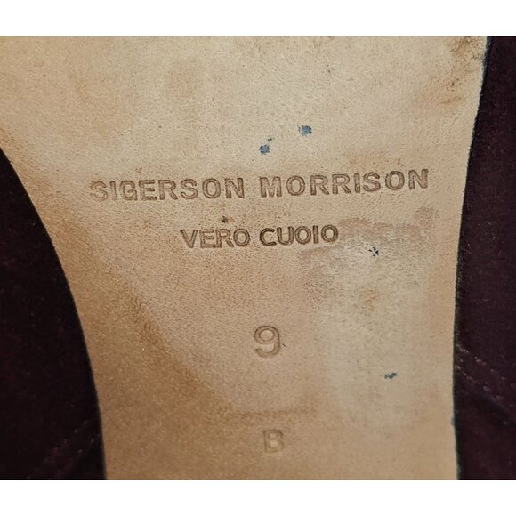 Sigerson Morrison Women's Burgundy Suede Mallie Fringe Dress Boots Size 9 1646 - Picture 6 of 10